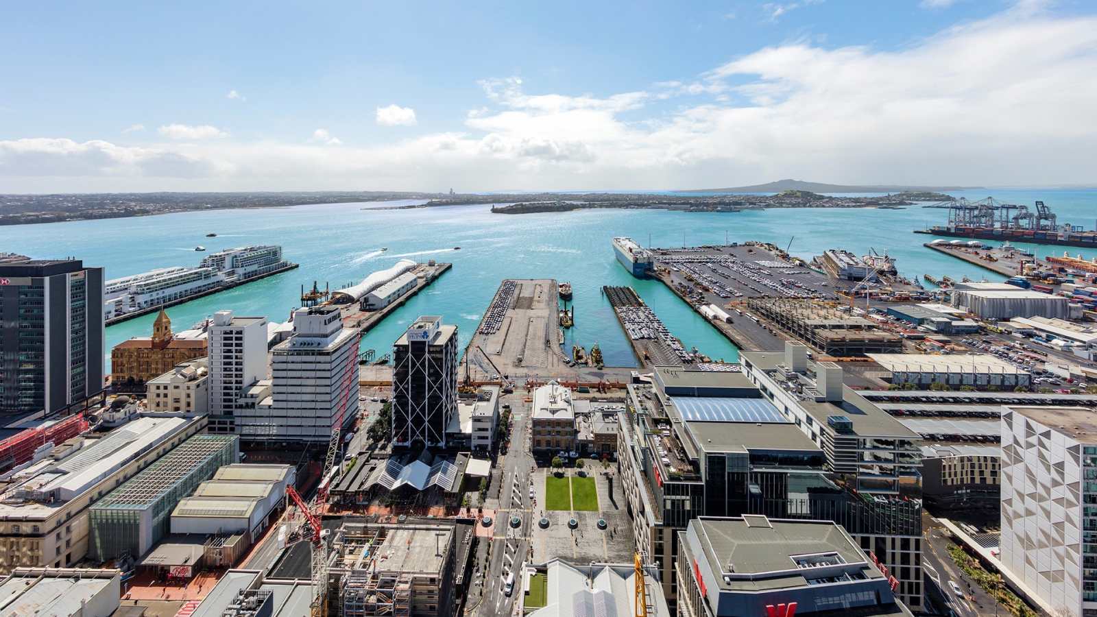 The view over Auckland harbour from an apartment at Auckland Harbour Suites