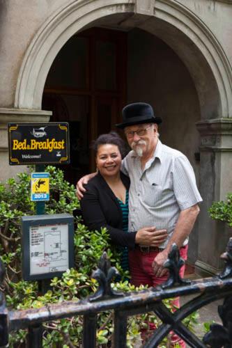 John and Mel at the entrance to Braemar on Parliament Street
