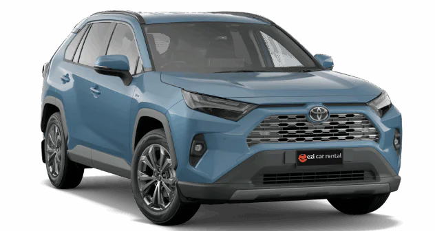 A Toyota RAV4 Hybrid from the Ezi Car Rental Green Fleet in New Zealand